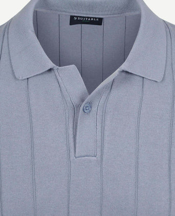 Respect polo drop needle staal blauw