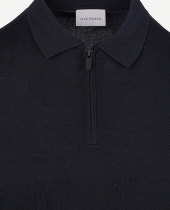 Knitted halve rits polo dan donkerblauw