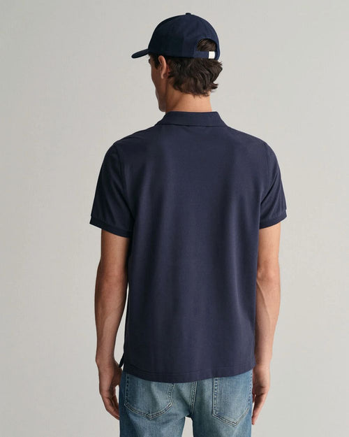 Shield piqué poloshirt donkerblauw