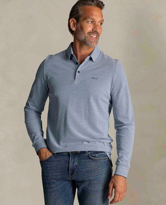 Longsleeve polo hamton piqué blauw