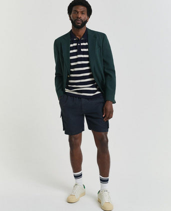 Poloshirt stripe donkerblauw wit