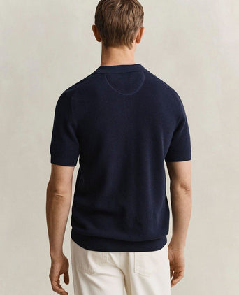 Knitted poloshirt donkerblauw