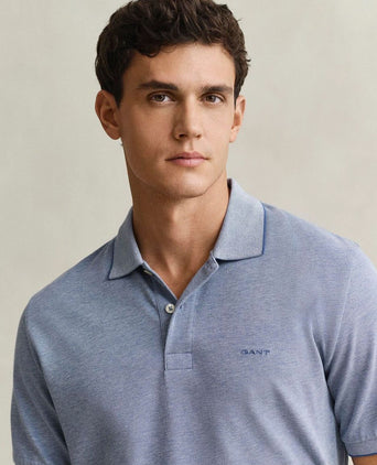 2tone piqué poloshirt blauw