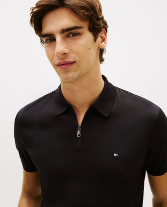 Half-zip polo interlock donkerblauw