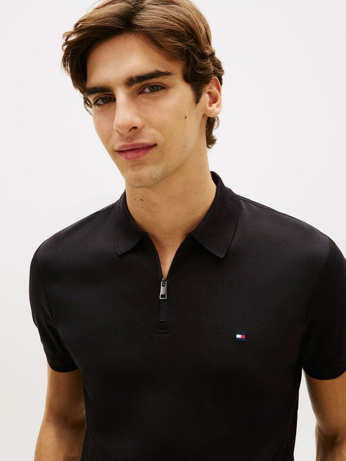 Half-zip polo interlock donkerblauw