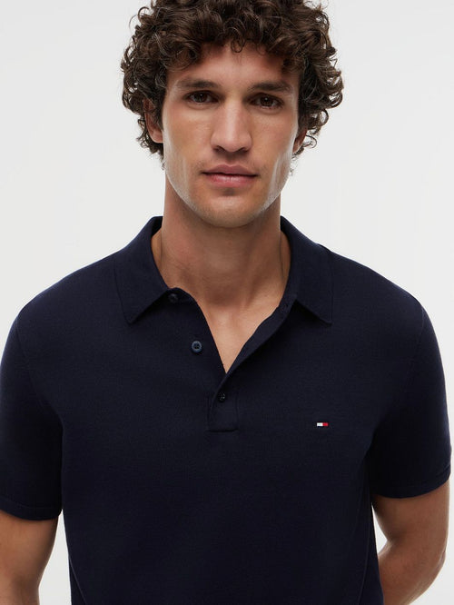 Knitted polo donkerblauw