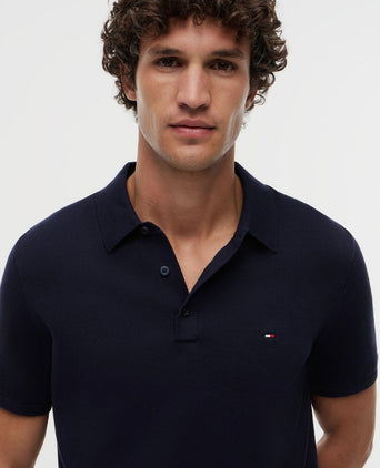 Knitted polo donkerblauw
