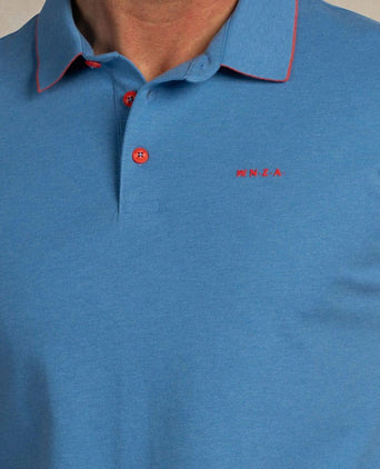 Polo henley piqué sailing blauw