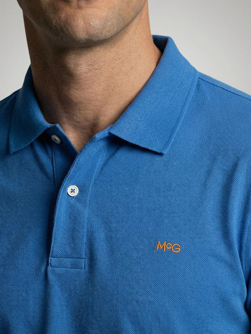 Piqué polo kobalt blauw
