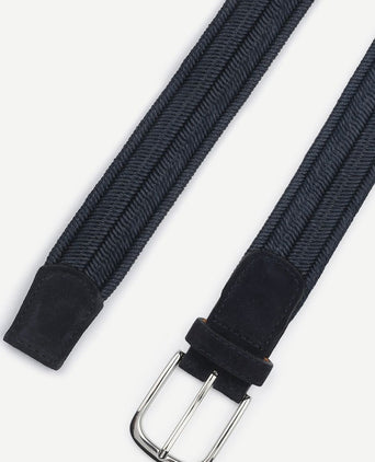 Waxed geweven riem donkerblauw