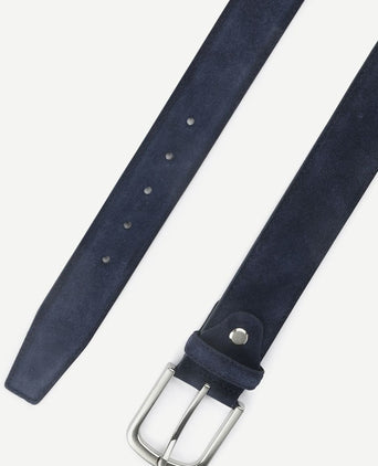 Riem suède leer donkerblauw