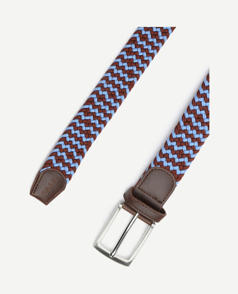 Geweven riem bruin blauw