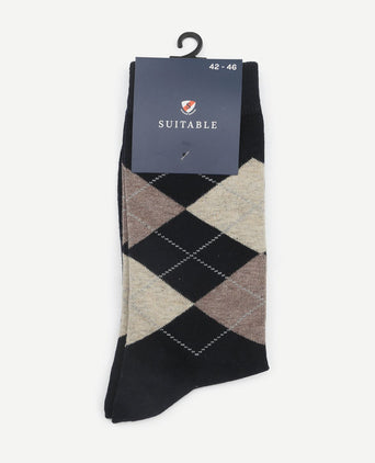 Sokken argyle donkerblauw