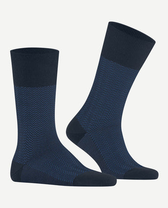 Falke airport herringstripe sok donkerblauw