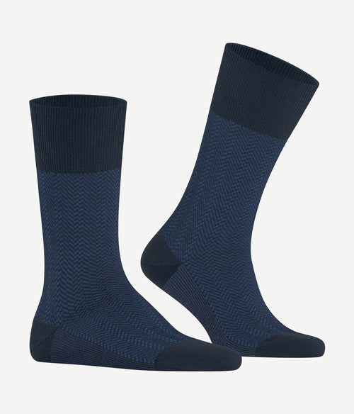 Falke airport herringstripe sok donkerblauw