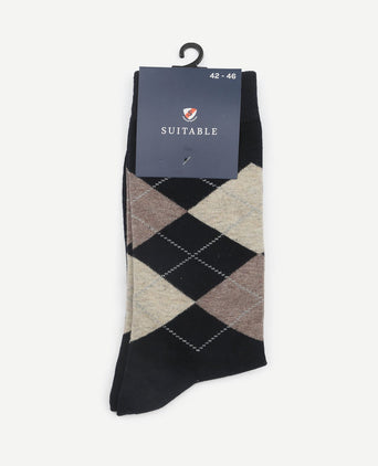 Sokken argyle donkerblauw