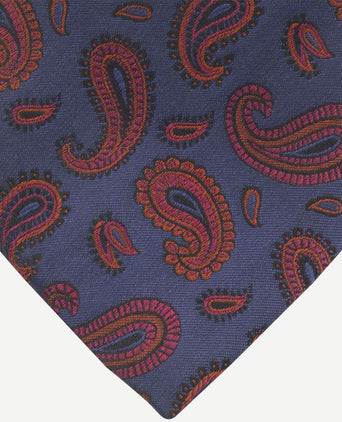 Stropdas zijde paisley donkerblauw