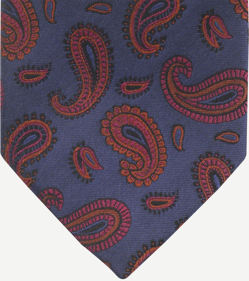 Stropdas zijde paisley donkerblauw