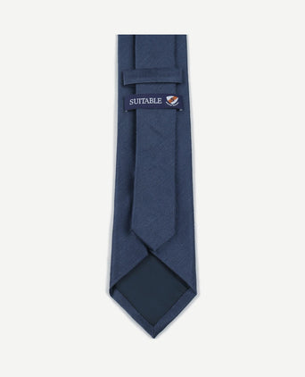 Stropdas wol/zijde visgraat donkerblauw