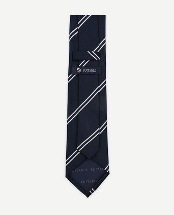 Stropdas zijde double stripe donkerblauw