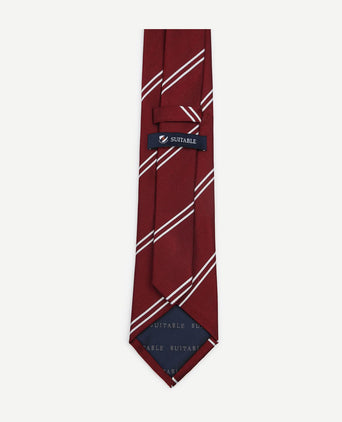 Stropdas zijde double stripe bordeaux