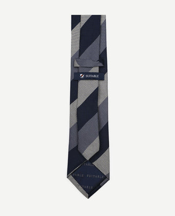 Stropdas zijde wide stripe donkerblauw