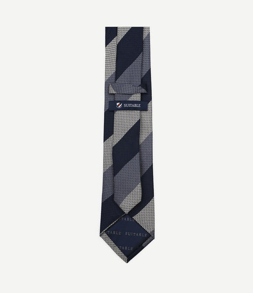 Stropdas zijde wide stripe donkerblauw