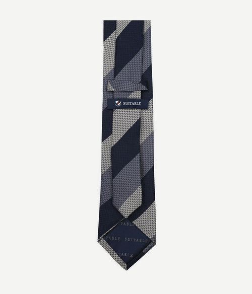 Stropdas zijde wide stripe donkerblauw