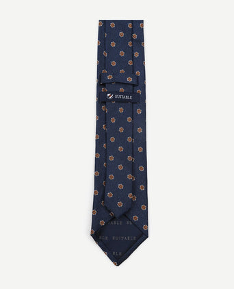 Stropdas zijde flower donkerblauw