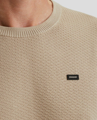 Vanguard t-shirt structuur beige | Regular-fit