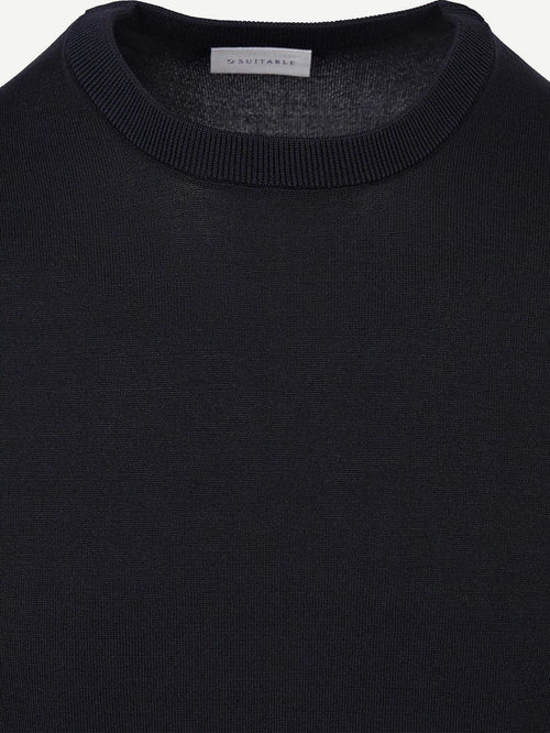 Knitted t-shirt wake donkerblauw
