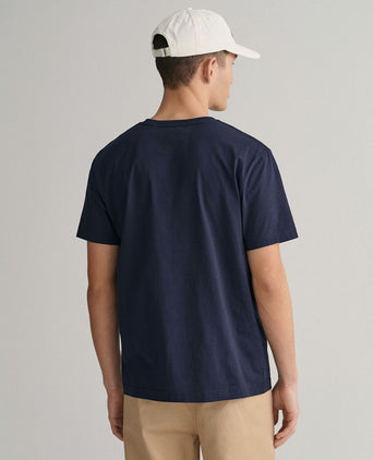 T-shirt shield logo donkerblauw