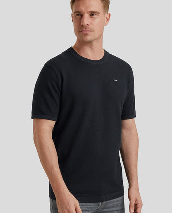 T-shirt structuur donkerblauw