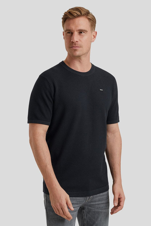 T-shirt structuur donkerblauw