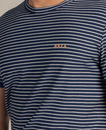 T-shirt jersey stripe donkerblauw sky