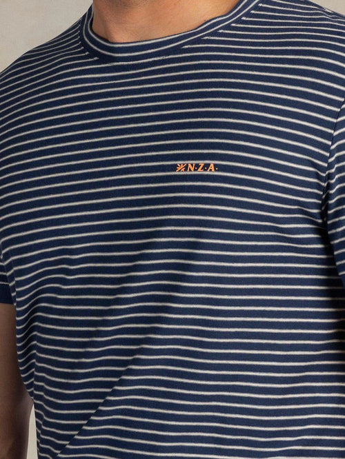 T-shirt jersey stripe donkerblauw sky
