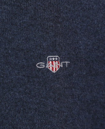 Gant halfzip wol trui logo melange donkerblauw | Regular-fit