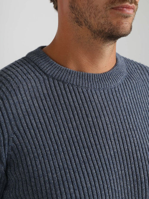 Suitable mou trui melange blauw | Slim-fit