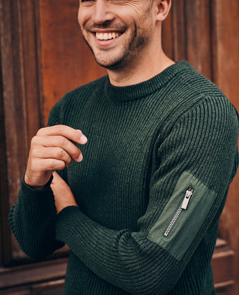 Suitable mou trui donkergroen | Slim-fit