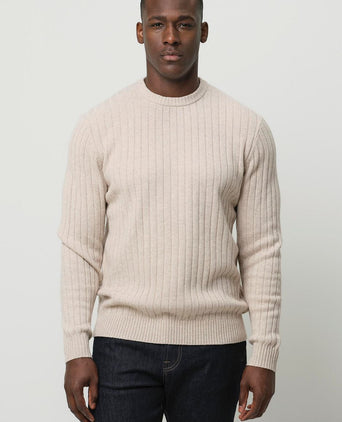 Profuomo pullover rib wol blend sand