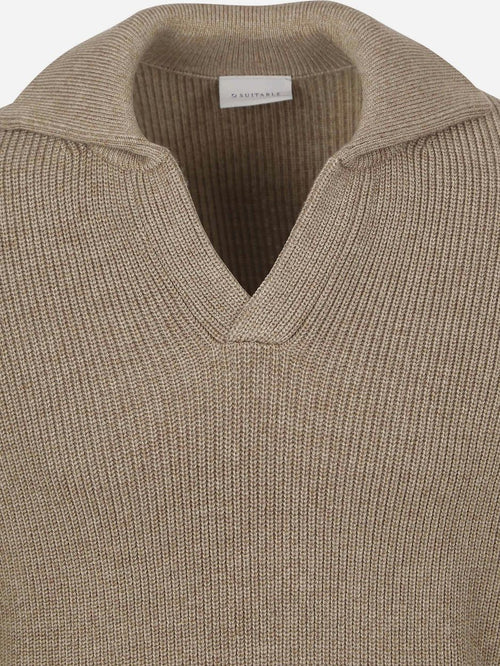 Suitable trui riva knit taupe | Regular-fit