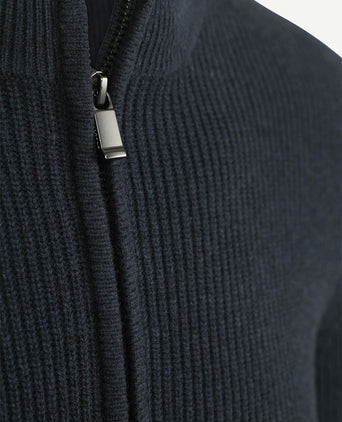 Suitable halve rits trui patch donkerblauw | Slim-fit