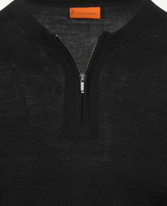 Suitable crew zip merino zwart | Slim-fit