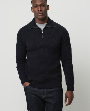 Profuomo halve rits pullover wol donkerblauw