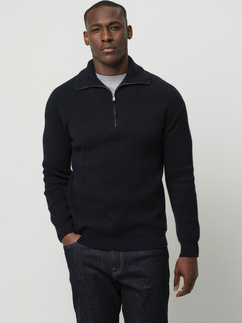 Profuomo halve rits pullover wol donkerblauw
