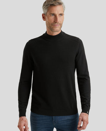 Vanguard trui knitted turtle zwart | Regular-fit
