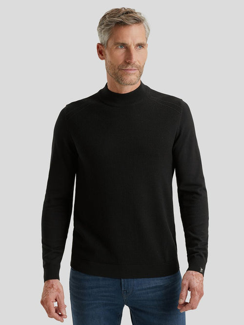 Vanguard trui knitted turtle zwart | Regular-fit