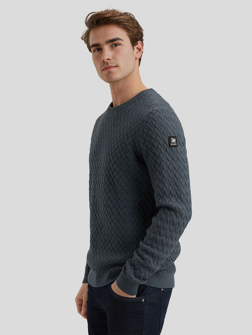 Vanguard trui knitted structure blauw | Regular-fit