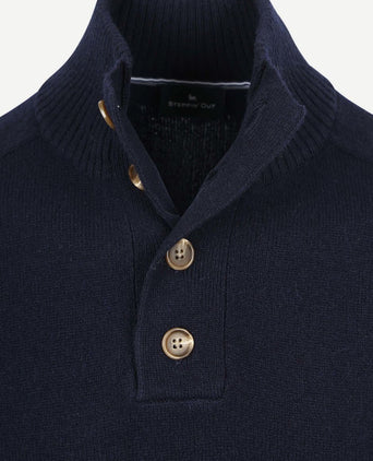 Steppin' Out mocker trui lamswol donkerblauw | Regular-fit