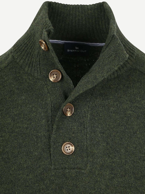 Steppin' Out mocker trui lamswol groen | Regular-fit
